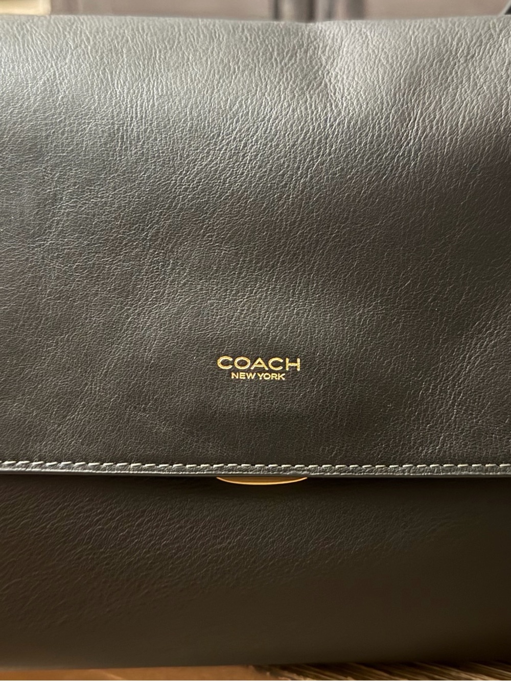 Coach Black Shoulder Bag with Gold Logo Detail
